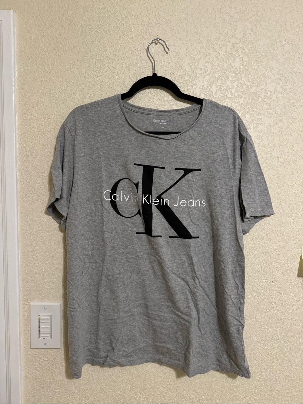 Calvin Klein Jeans Heather Gray Tee with Black CK Logo